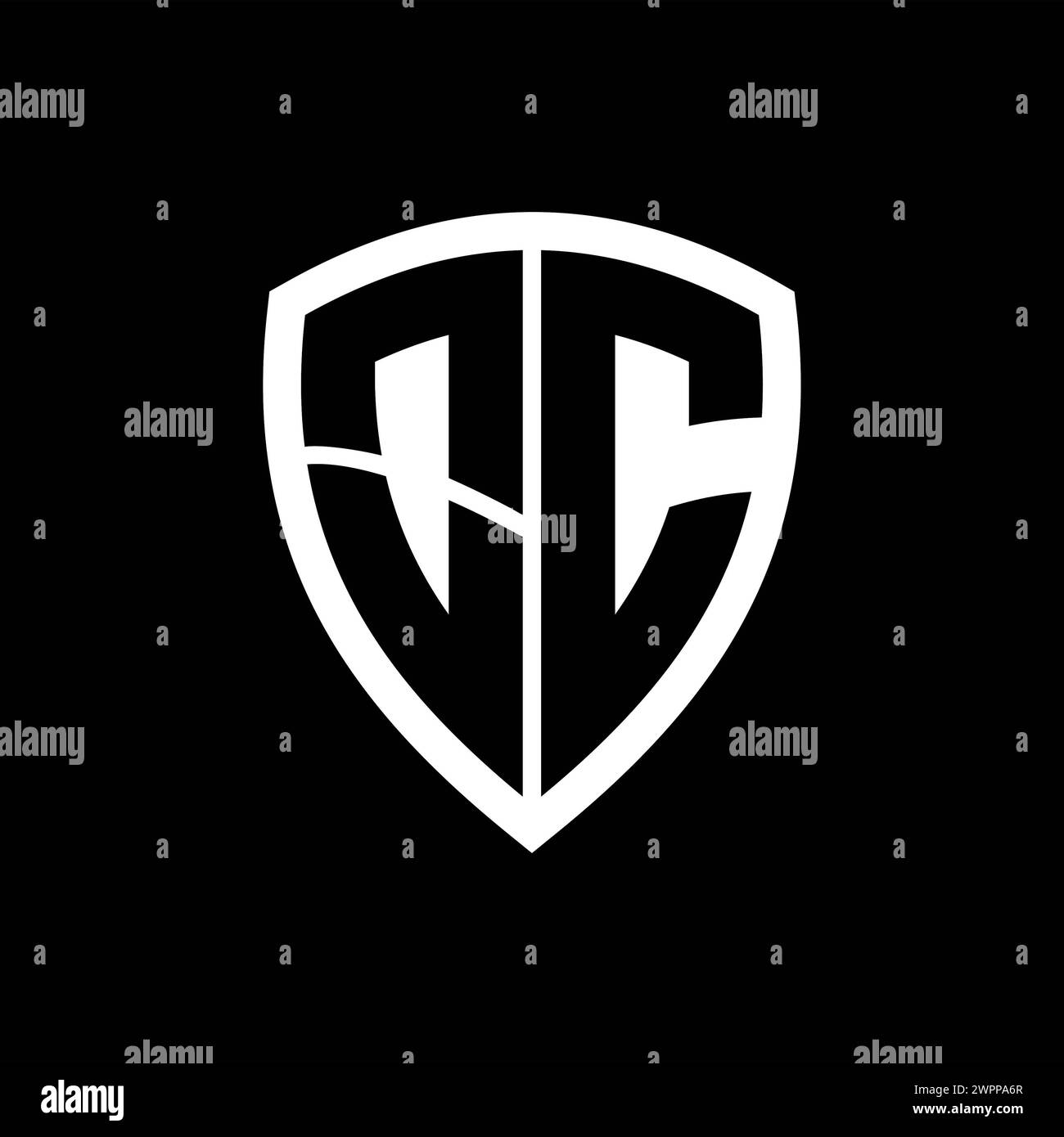OC monogram logo with bold letters shield shape with black and white ...