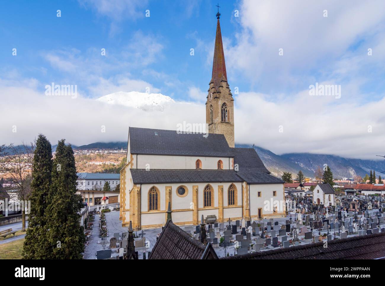 Landeck, church Landeck-Mariä Himmelfahrt in Tirol West, Tirol, Tyrol, Austria Stock Photo