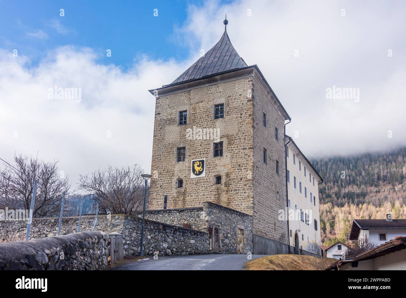 Ried im Oberinntal, Schloss Sigmundsried Castle in Nauders, Tiroler Oberland, Kaunertal, Tirol, Tyrol, Austria Stock Photo