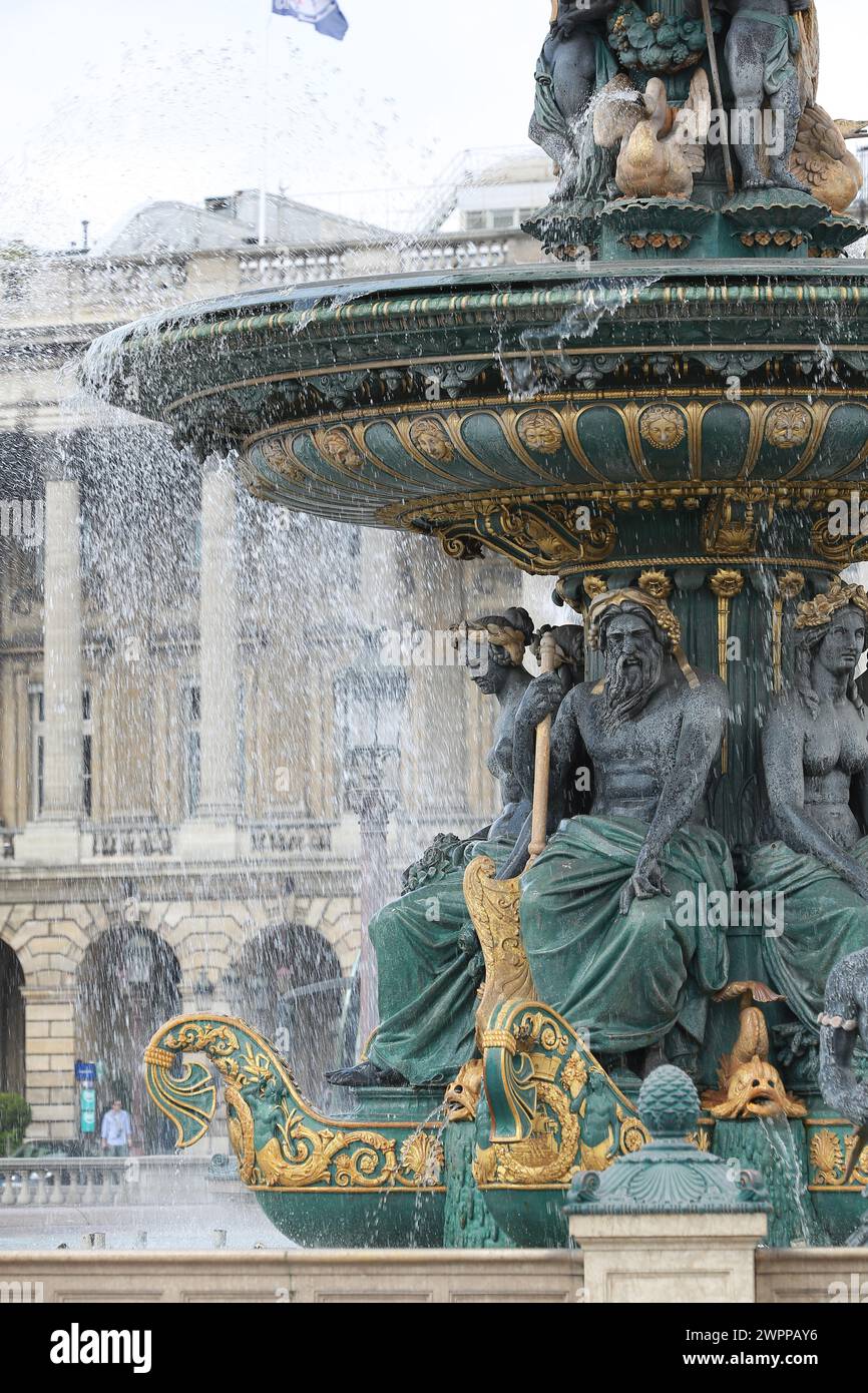 Fountain at Concorde in Paris Stock Photo