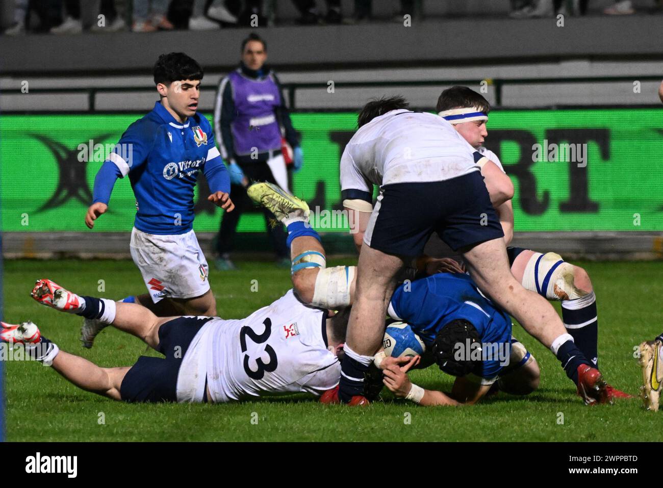 Treviso, Italy. 08th Mar, 2025. Rucking during the Six Nations Under