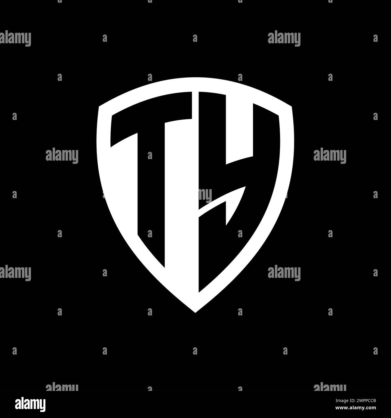 TY monogram logo with bold letters shield shape with black and white ...