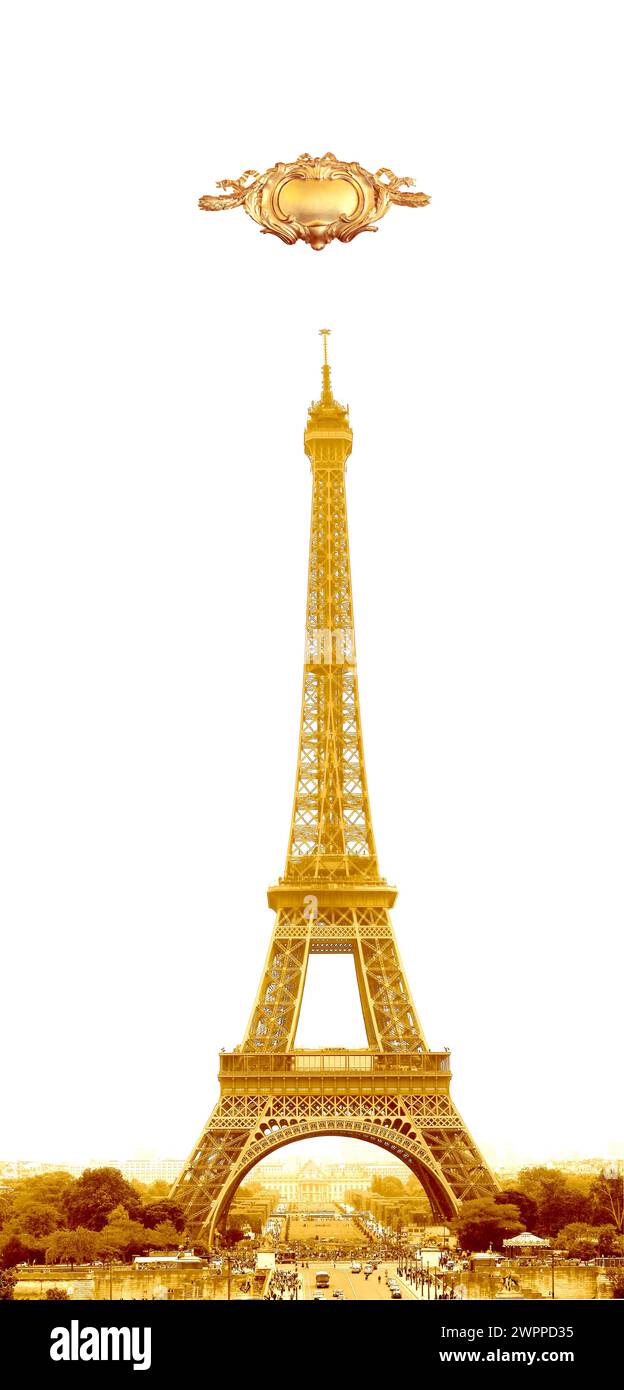 Isolated gold Eiffel Tower in Paris, France Stock Photo Alamy