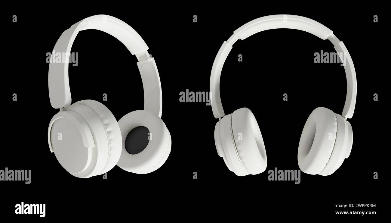 3D object rendering of wireless headphones for listening to music.3d rendering Stock Photo