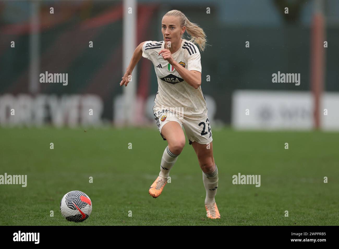 Milan, Italy. 3rd Mar, 2024. Anja Sostenvold of AS Roma during the Coppa Italia Femminile Semi-Final - 1st Leg - match at Vismara PUMA House of Football, Milan. Picture credit should read: Jonathan Moscrop/Sportimage Credit: Sportimage Ltd/Alamy Live News Stock Photo