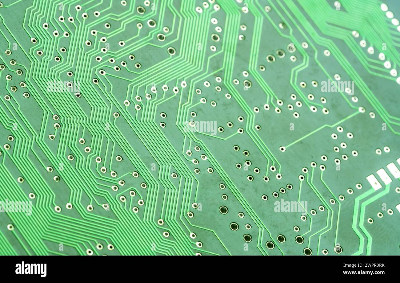 Detailed complex green PCB circuit board abstract background texture ...