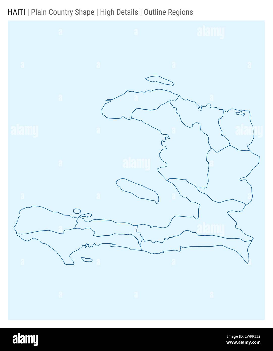 Haiti plain country map. High details. Outline regions style. Shape of Haiti. Vector illustration. Stock Vector