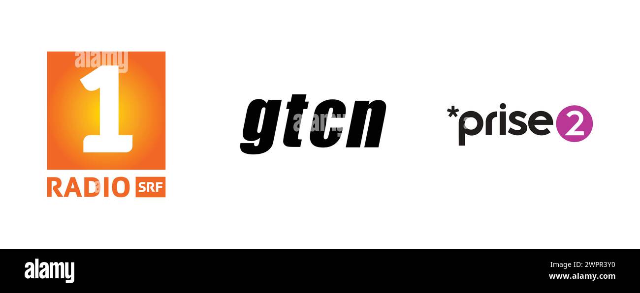Gtcn, Radio SRF1, Prise 2. Vector brand logo collection. Stock Vector