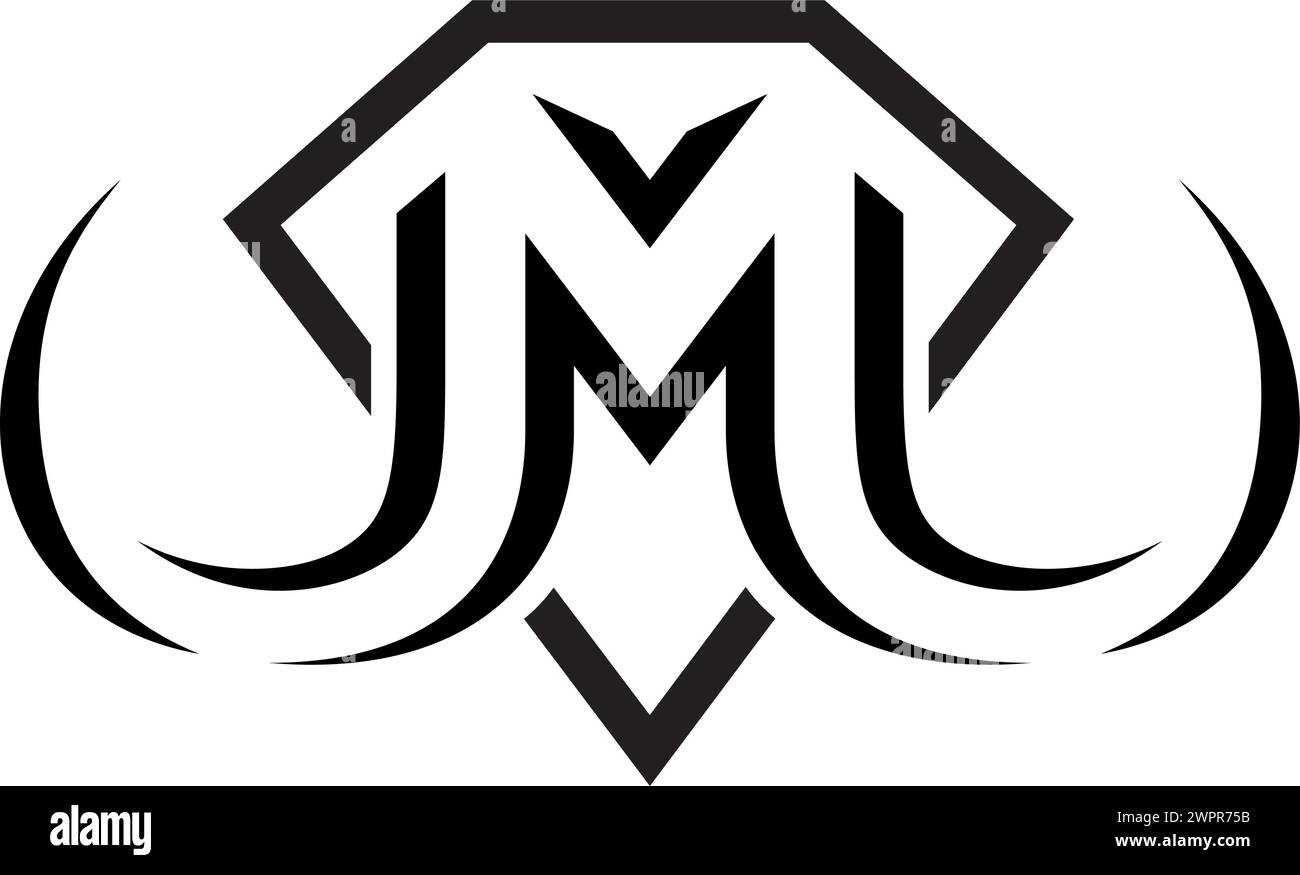 Letter M Shaped like Mammoth Tusks Stock Vector