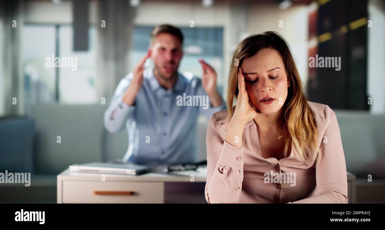Sad Couple Family Problems And Divorce. Woman Ignoring Man Stock Photo
