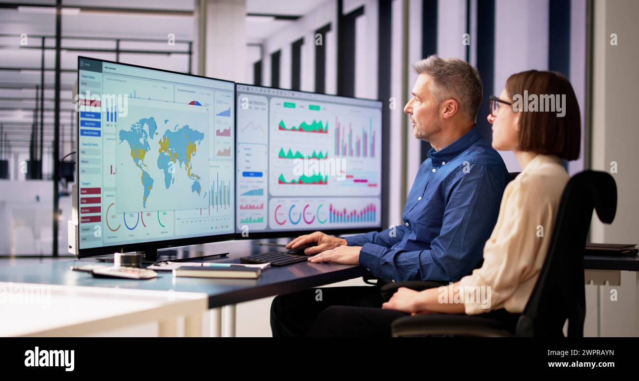 Data Analyst Using Data Analytics KPI Dashboard Stock Photo