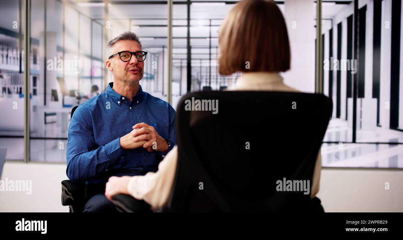 Business People Talk Or Conversation At Interview Stock Photo