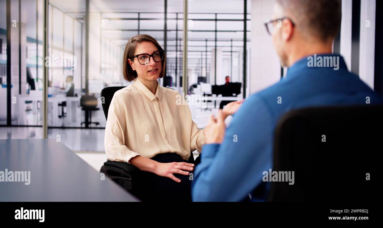 Business People Talk Or Conversation At Interview Stock Photo