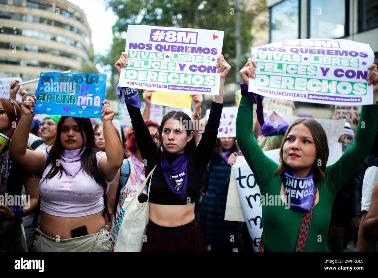 Bogota, Colombia. 08th Mar, 2024. Women take part during the international women's day demonstrations in, Bogota, Colombia on March 8, 2024. Photo by: Chepa Beltran/Long Visual Press Credit: Long Visual Press/Alamy Live News Stock Photo