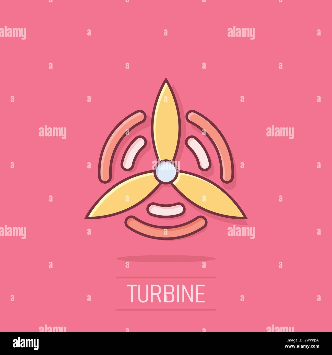 Wind power plant icon in comic style. Turbine cartoon vector ...