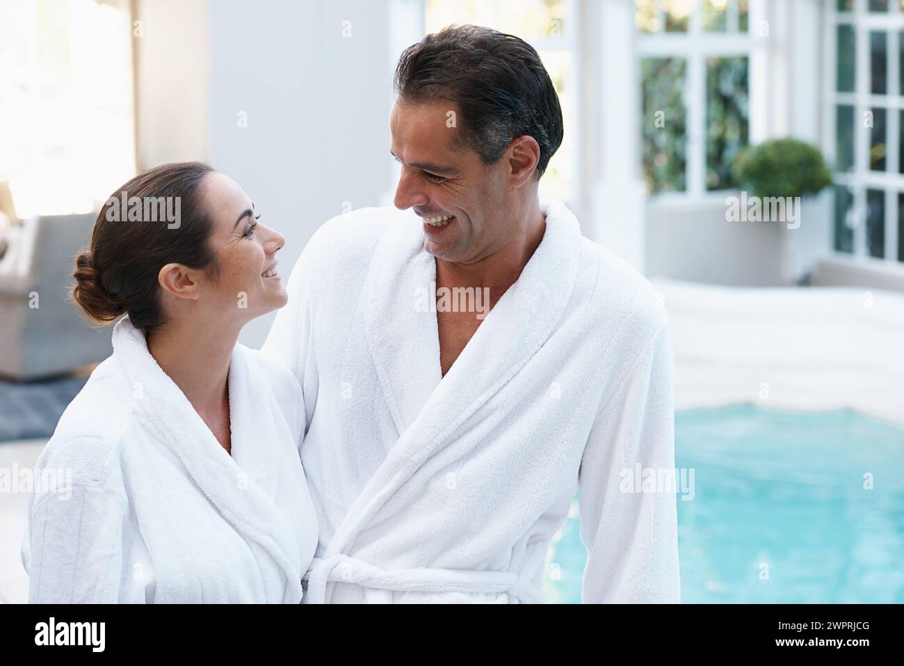 Couple hotel bath robe hi-res stock photography and images - Alamy