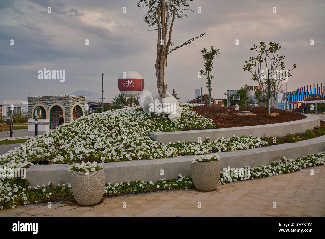 Qatar expo 2023 in Al Bidda park-Rumaila Doha, Qatar sunset shot Stock Photo