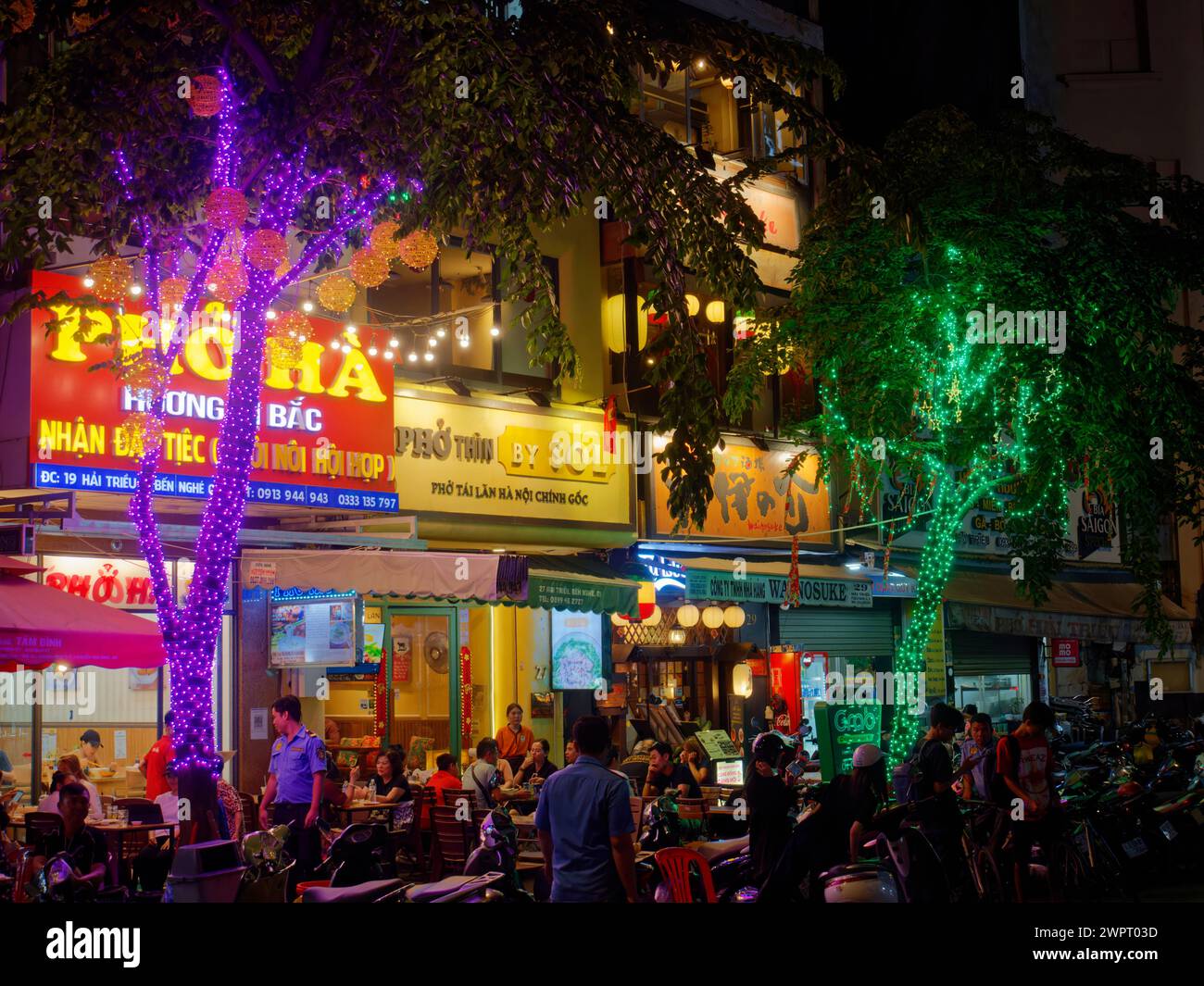 Small Shops at Night Ho Chi Minh City Vietnam TV000603 Stock Photo