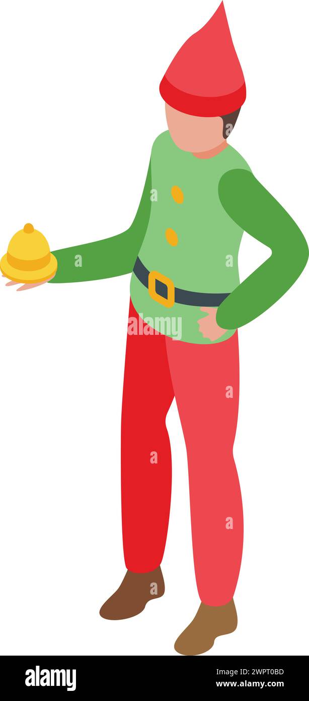 Tiny fairy elf icon isometric vector. Enchanting Santa helper. Dwarf ...