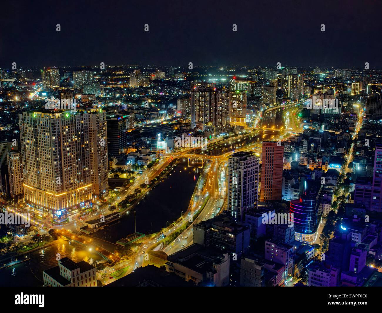 Saigon River at night Ho Chi Minh City Vietnam TV000633 Stock Photo