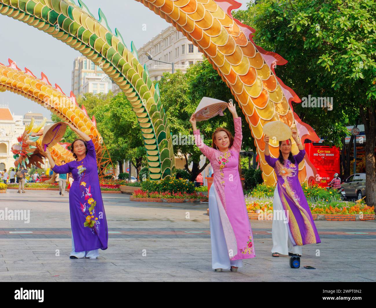 Ladies Dancing Ho Chi Minh City Vietnam TV000664 Stock Photo