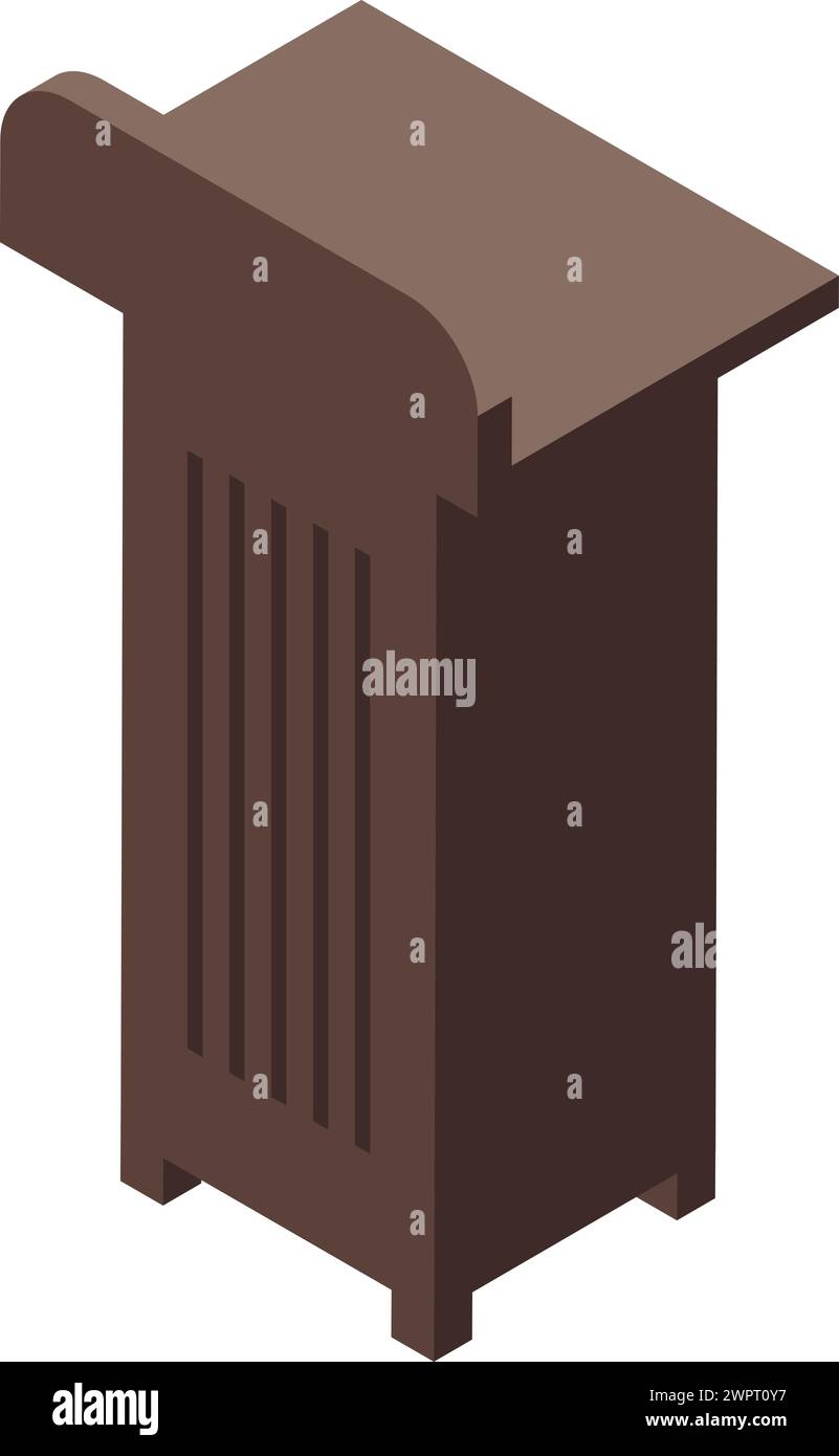 Timber tribune icon isometric vector. Audience public speech podium ...