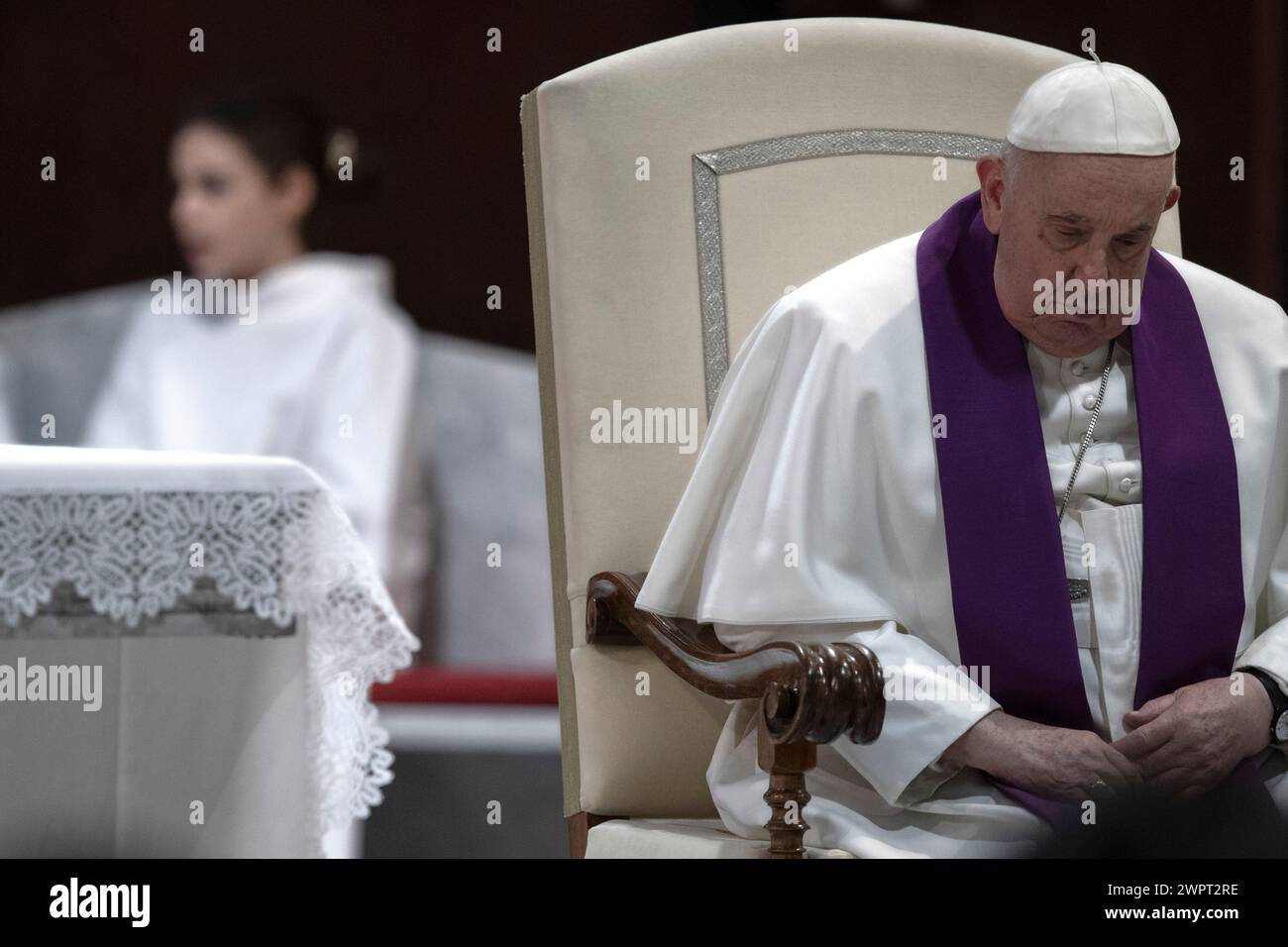 Pope Francis visits the parish church of St. Pius V for the "24 hours for the Lord" Lenten