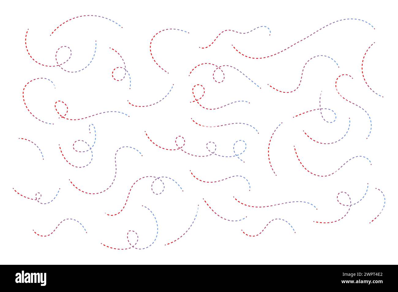 Hand drawn dotted curved line shape vector. Stock Vector
