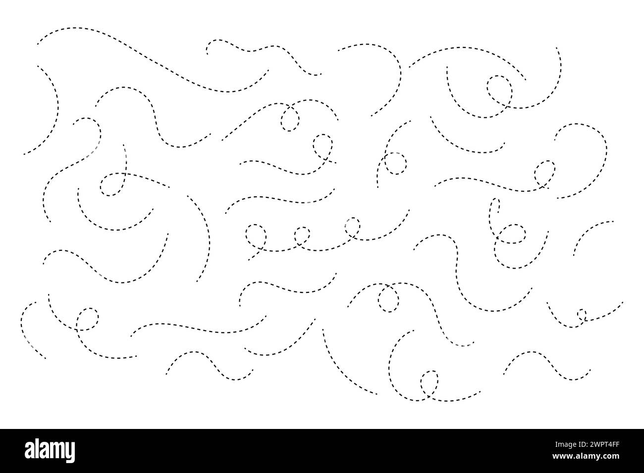 Hand drawn dotted curved line shape vector. Stock Vector