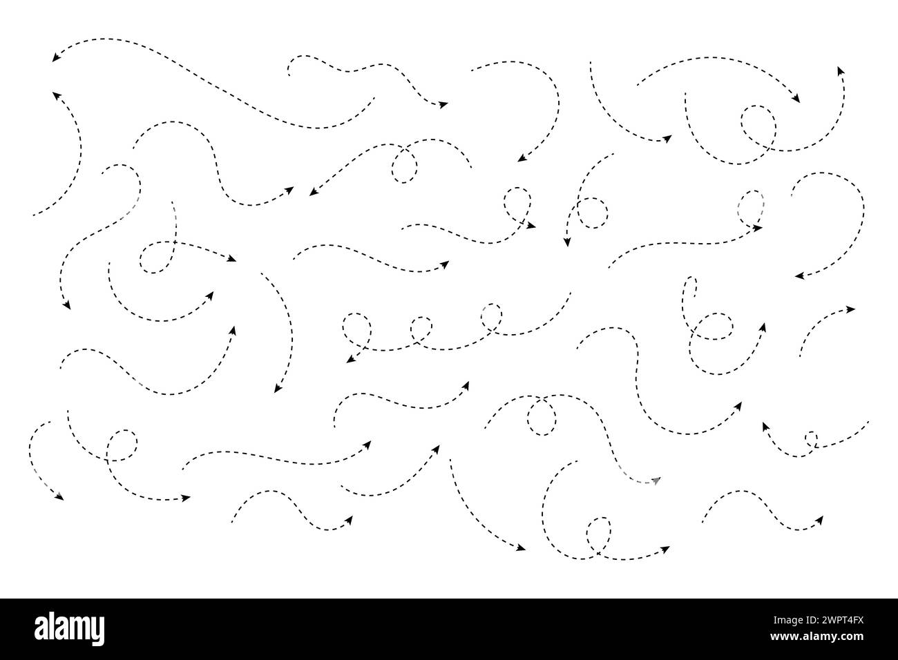 Hand drawn dotted curved line shape vector. Stock Vector