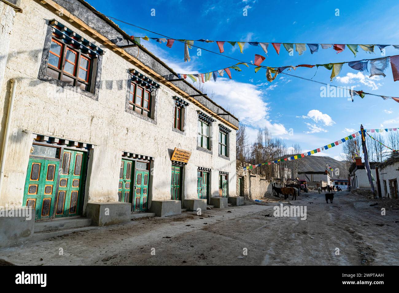 Tibetan houses in Lo Manthang, capital of the Kingdom of Mustang, Nepal Stock Photo