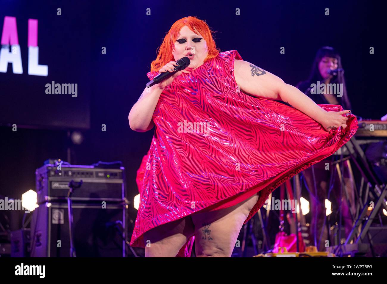 Manchester, UK. 08th March 2024. Beth Ditto performs at the Manchester Victoria Warehouse on the 2nd night of the BBC 6 music Festival 2024. Stock Photo