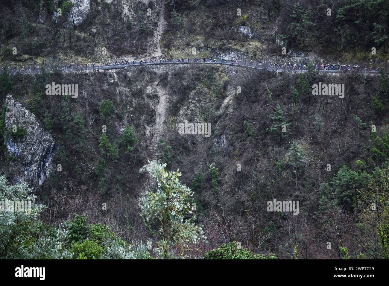 Illustration picture shows the peloton during the seventh stage of the