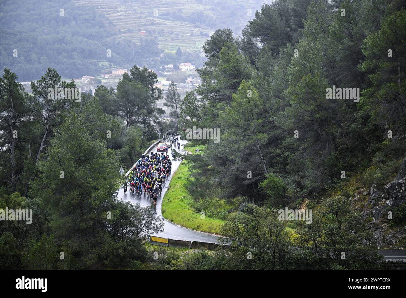 Illustration picture shows the peloton during the seventh stage of the