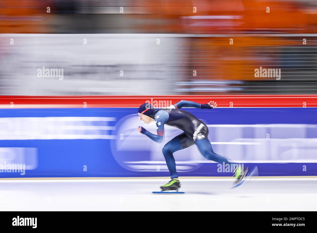 INZELL Jordan Stolz (USA) during the 500 meters at the World Allround