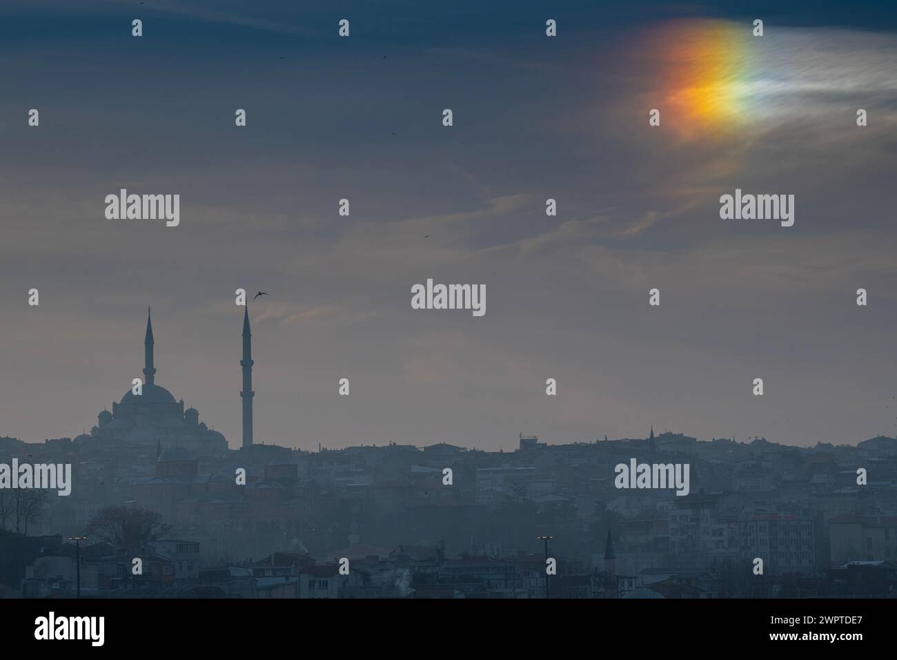 Fatih mosque in the distance in Istanbul Stock Photo