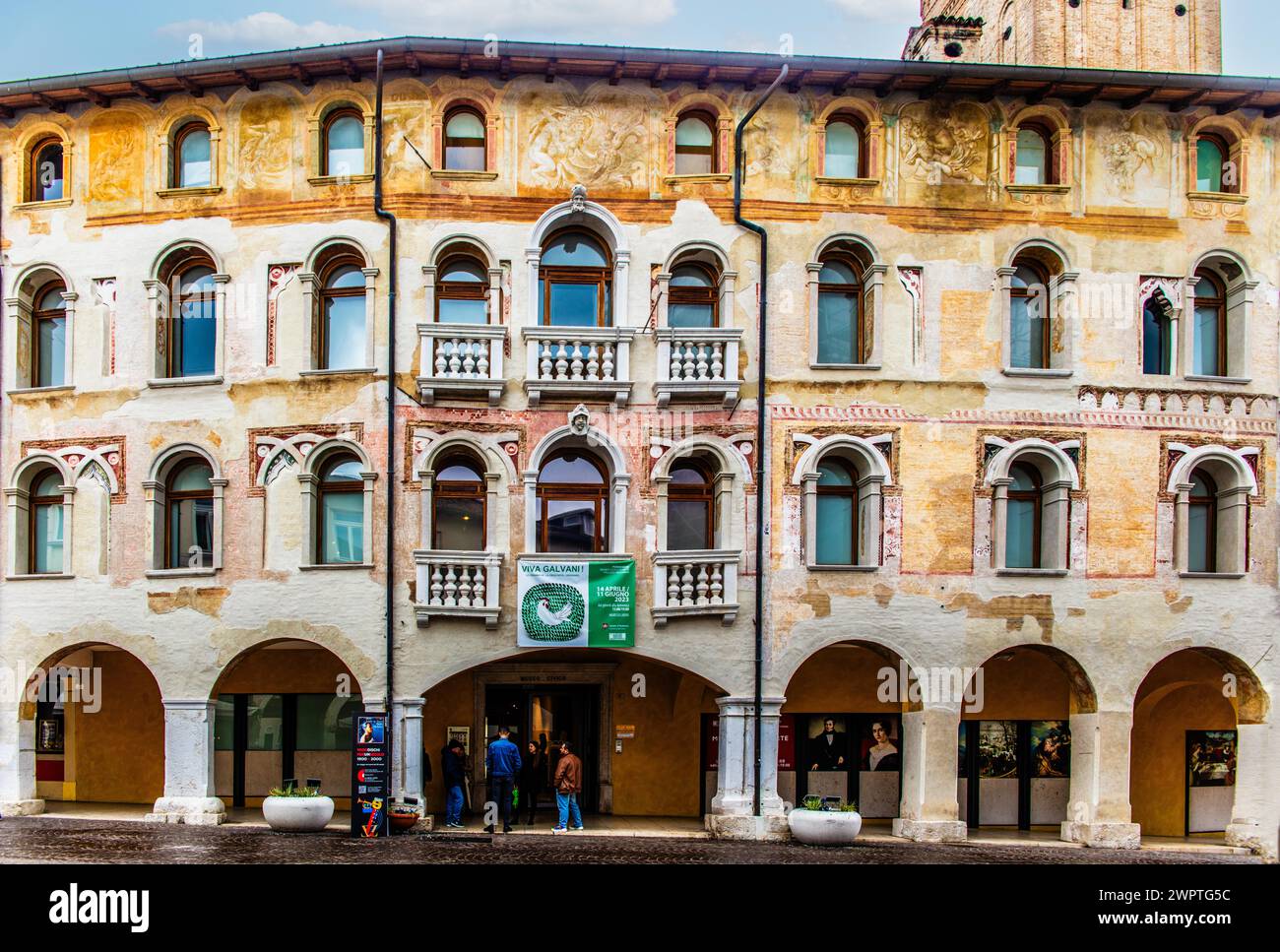 Museo Civico d'Arte, Palzuo Ricchieri, old town centre with magnificent aristocratic palaces and Venetian-style arcades, Pordenone, Friuli, Italy Stock Photo