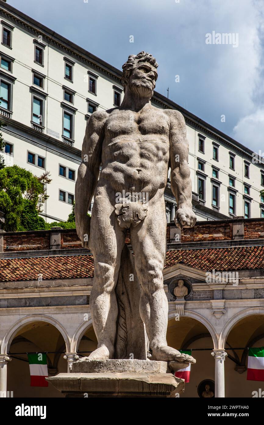 Statue of Cacus, Loggia di San Giovanni in Piazza della Liberta, Udine, most important historical city of Friuli, Italy, Udine, Friuli, Italy Stock Photo