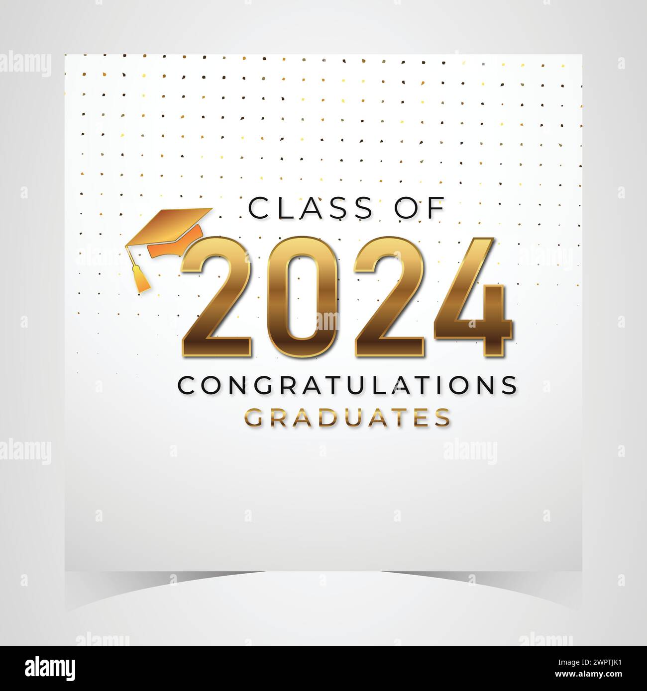 Class of 2024 Congratulations Graduates. Academic Cap and Diploma Graduation Ceremony. Vector Template for Senior Class of University Year 2024 Banner Stock Vector