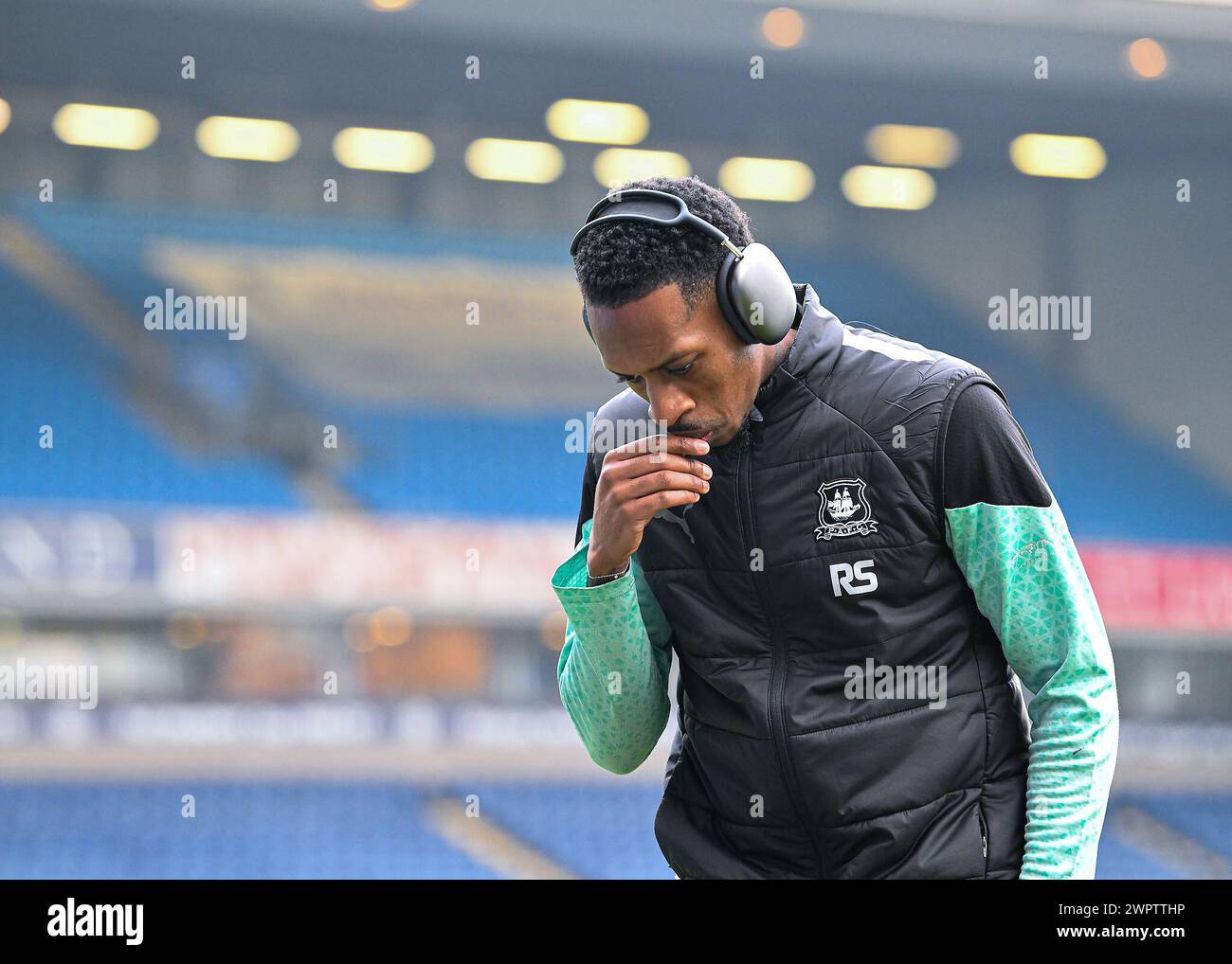 Mickel Miller of Plymouth Argyle arrives during the Sky Bet Championship match Blackburn Rovers vs Plymouth Argyle at Ewood Park, Blackburn, United Kingdom, 9th March 2024 (Photo by Stan Kasala/News Images) in, on 3/9/2024. (Photo by Stan Kasala/News Images/Sipa USA) Credit: Sipa USA/Alamy Live News Stock Photo