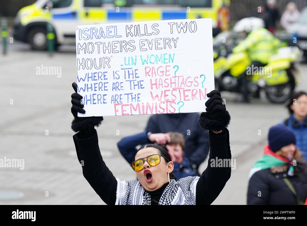 Protesters during a pro-Palestine rally in Edinburgh organised by the