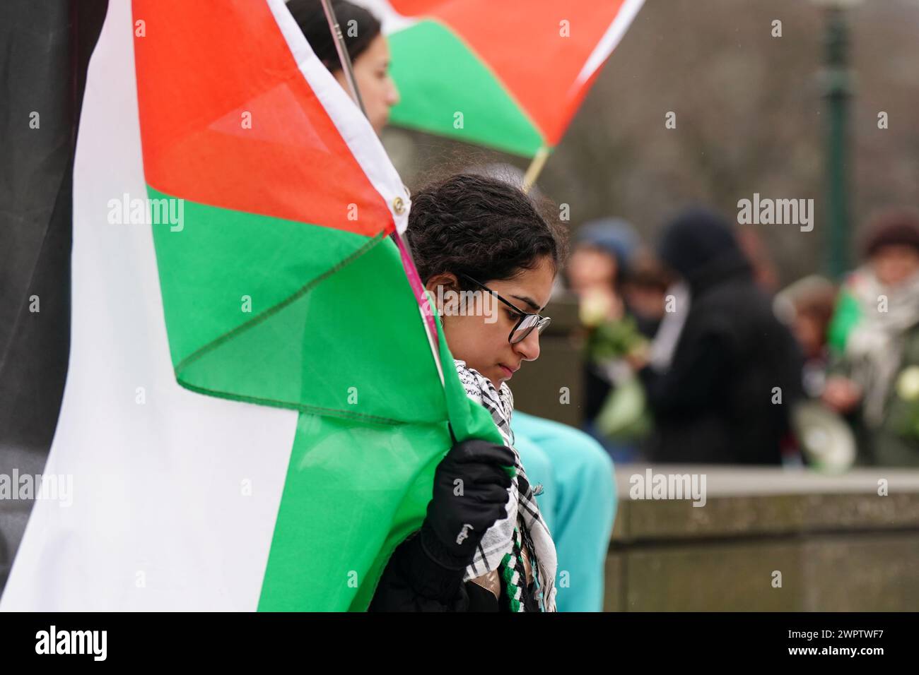 Protesters during a pro-Palestine rally in Edinburgh organised by the