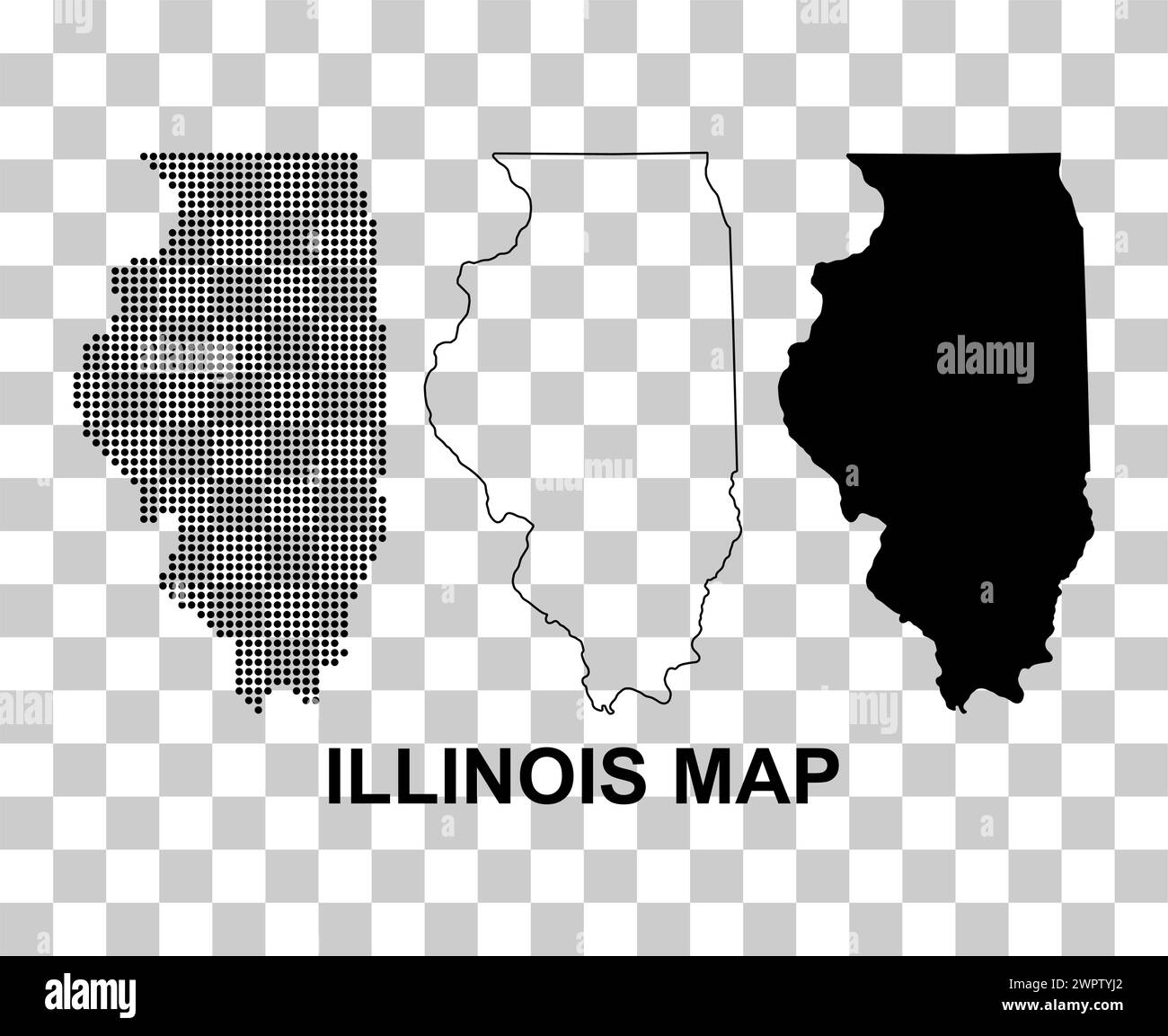 Set of Illinois map, united states of america. Flat concept icon vector ...