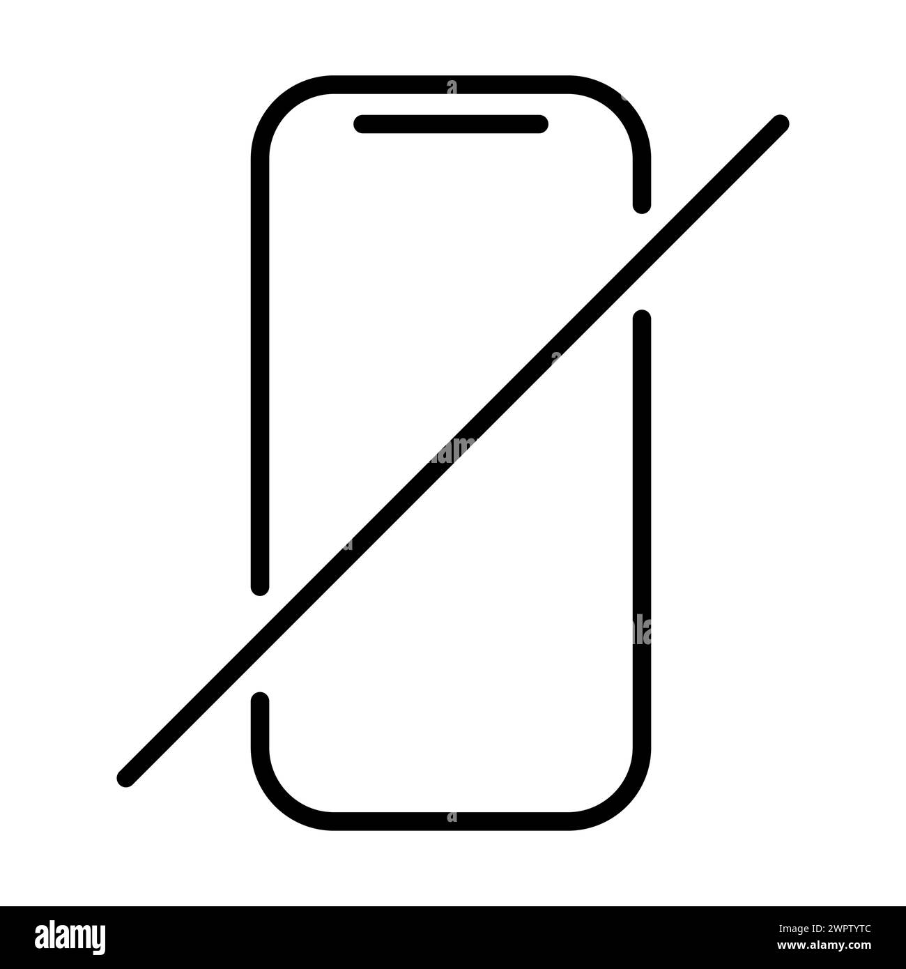 Mobile forbidden icon, no use phone sign, ban smartphone label vector illustration Stock Vector