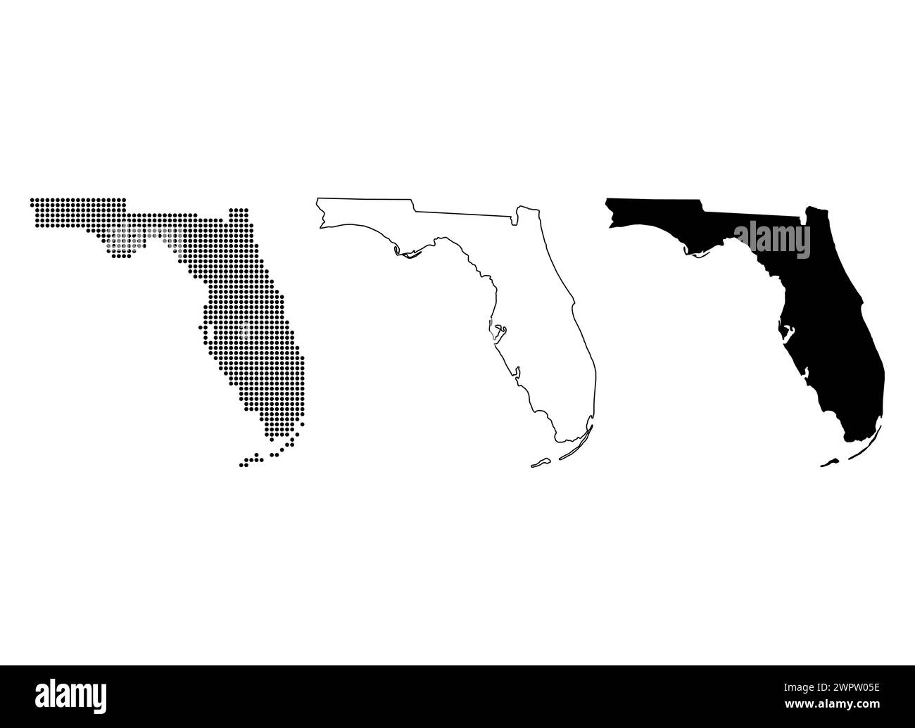 Set of Florida map, united states of america. Flat concept icon vector illustration Stock Vector