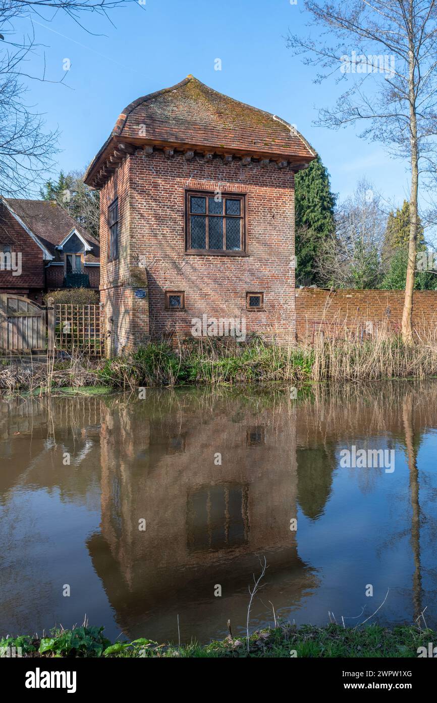 John Donne Summer House, a brick tower by the River Wey near Ripley, Surrey, England, UK, where the poet and Dean of St.Pauls lived 1600-1604 Stock Photo