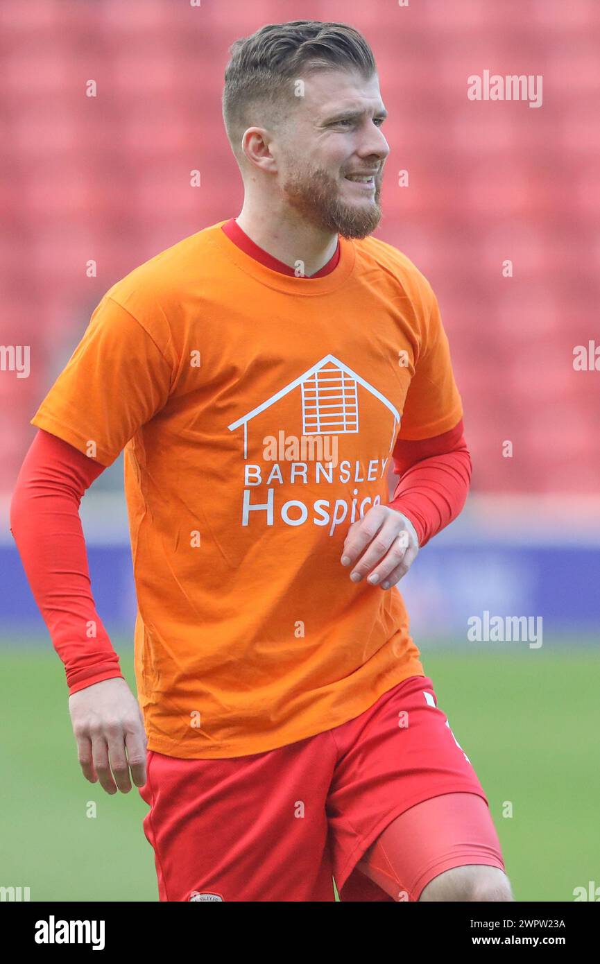Nicky Cadden of Barnsley in the pregame warmup session during the Sky