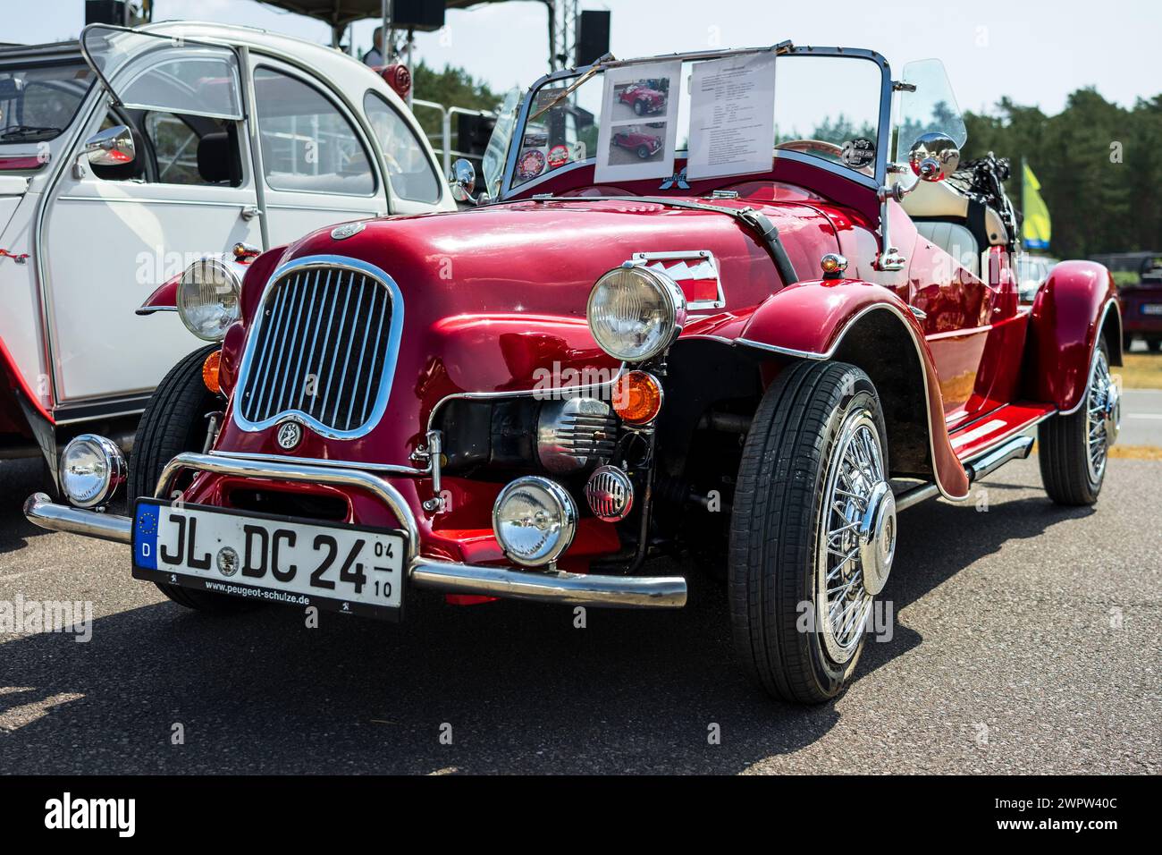 LINTHE, GERMANY - MAY 27, 2023: The kit car based on Citroen 2CV, replica Morgen Plus 4, 1978. Die Oldtimer Show 2023. Stock Photo