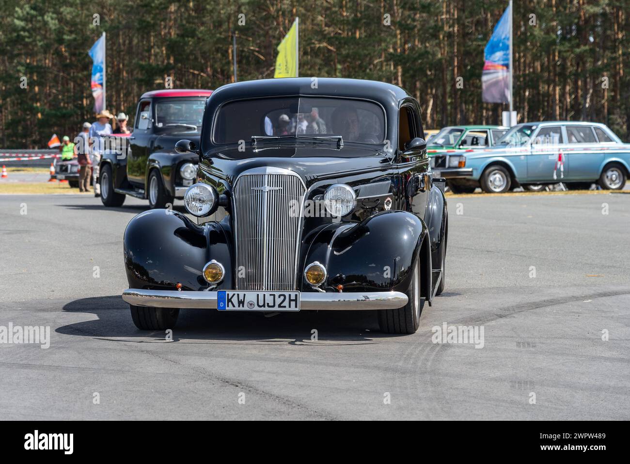 LINTHE, GERMANY - MAY 27, 2023: The full-size luxury car Cadillac Series 60 Club Coupe, 1937. Die Oldtimer Show 2023. Stock Photo