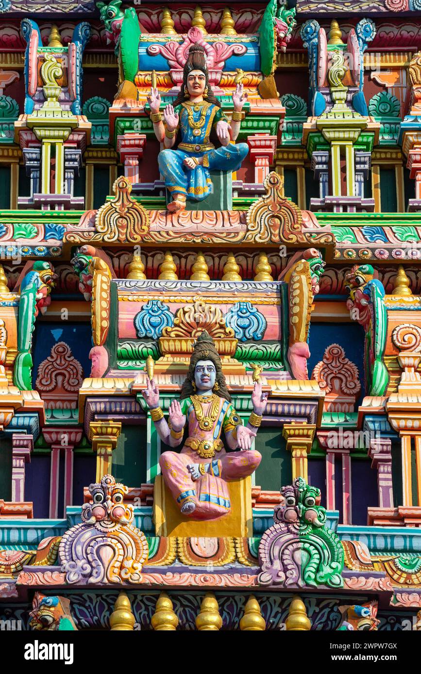 Fragment of the ancient Hindu temple Sri Bhadrakali Amman Kovil (Kali Kovil). Trincomalee, Sri Lanka Stock Photo